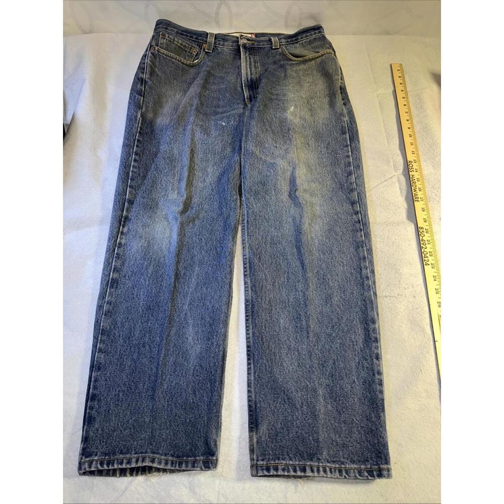 Levis 550 Jeans Mens 36X30 Blue Distressed Relaxed Fit Straight Red Tab Denim